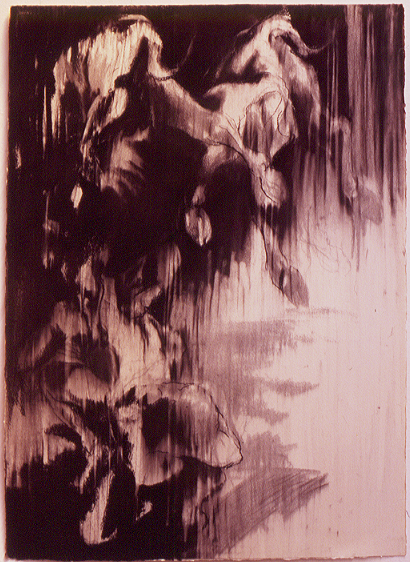 ManBull Fall   compressed charcaol 